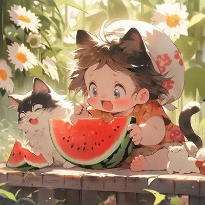 吃瓜头像 女孩动漫图片